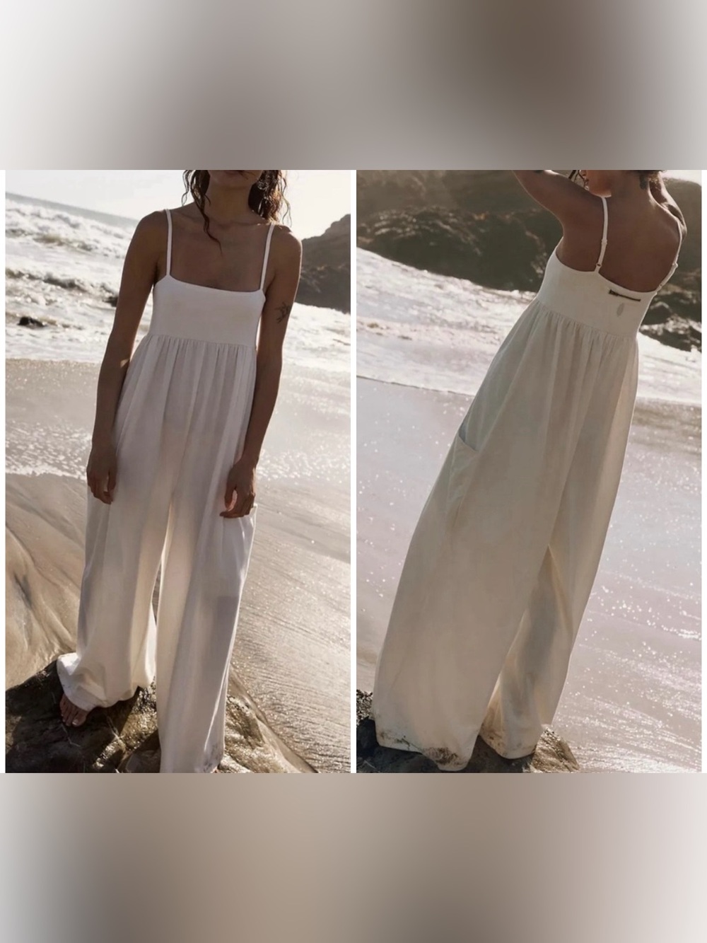 NWT Free People FP Movement Hot Shot Strappy Onesie - ivory white - Small